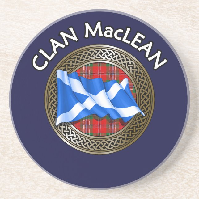 Porta-copos Clan MacLean Tartan Knot & Flag (Frente)