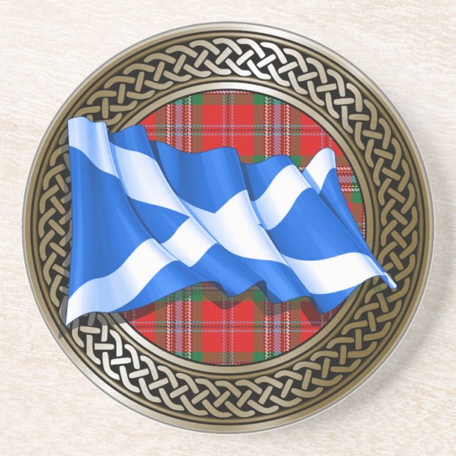 Porta-copos Clan MacLean Tartan Knot & Flag (Frente)