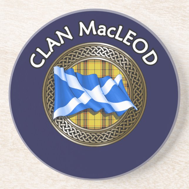 Porta-copos Clan MacLeod Tartan Knot & Flag (Frente)