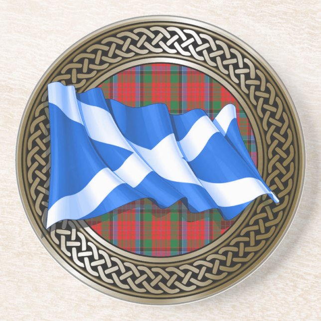 Porta-copos Clan MacNeacail Tartan Knot & Flag (Frente)