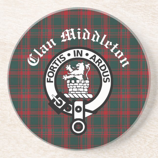 Porta-copos Clan Middleton Crest Crachá e Tartan (Frente)