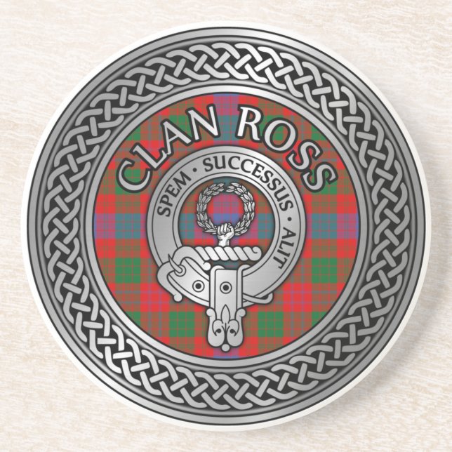 Porta-copos Clan Ross Crest & Tartan Knot (Frente)