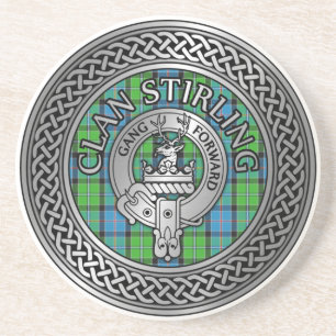 Porta-copos Clan Stirling Crest & Tartan Knot