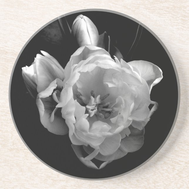 Porta copos Classic Black and White Flower III (Frente)