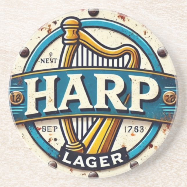 Porta-copos Classic Harp Lager Beer Logo Round (Frente)