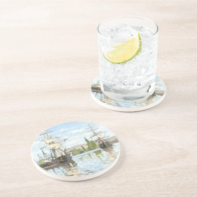 Porta-copos Claude Monet. Navios a voar no Sena em Rouen (Lateral)