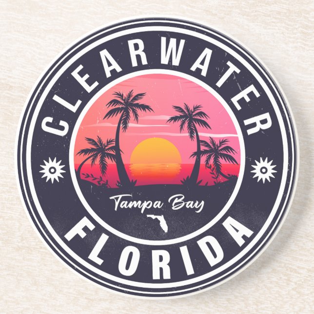 Porta-copos Clearwater Beach Florida Retro Sunset Souvenirs (Frente)