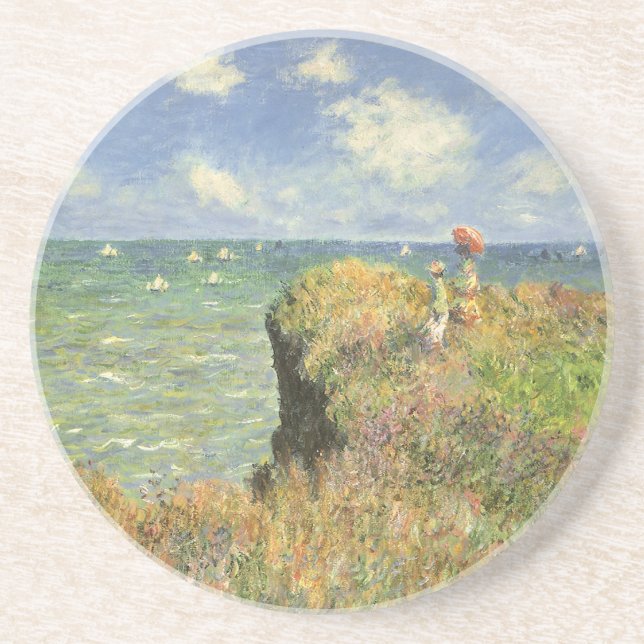 Porta-copos Cliff Walk em Pourville por Claude Monet (Frente)