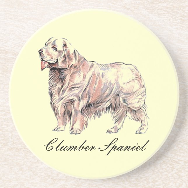 Porta copos Clumber Spaniel Sandstone (Frente)
