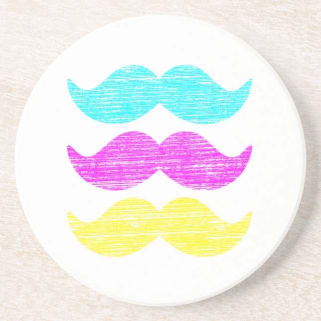 Porta-copos CMY Mustaches (estilo letterpress) (Frente)