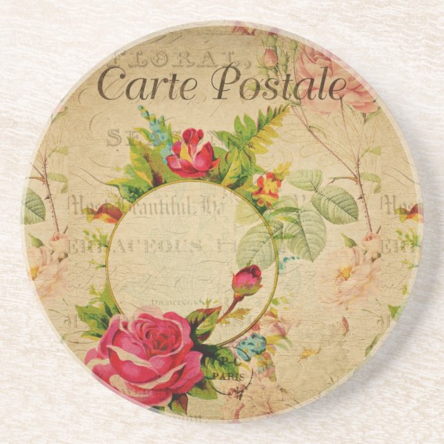 Porta-copos Coaster de Bebidas com Cartão-Postal Francês (Frente)