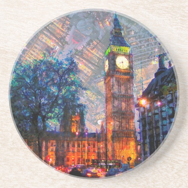 Porta-copos Coasters de Pedra-Bebida Big Ben London (Frente)