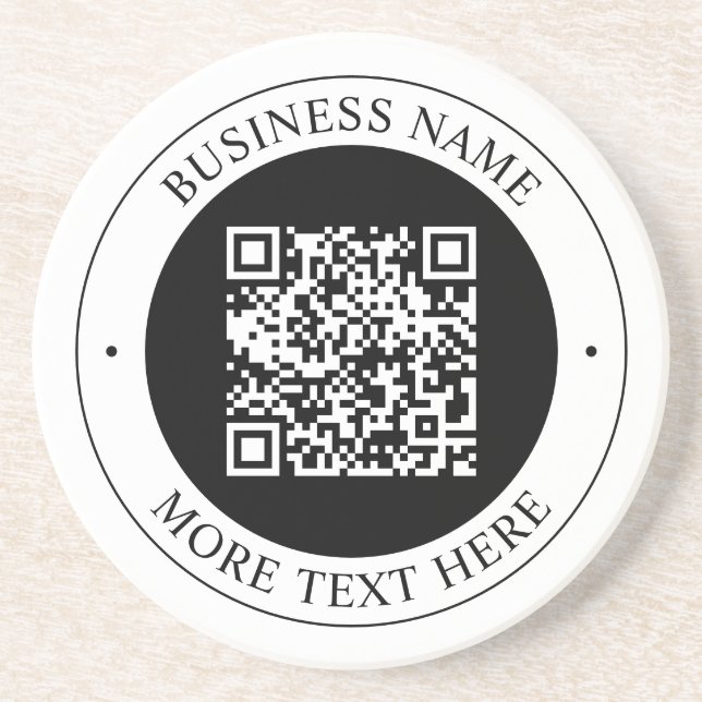 Porta-copos Código QR com Nome da Empresa Texto Circular Editá (Frente)