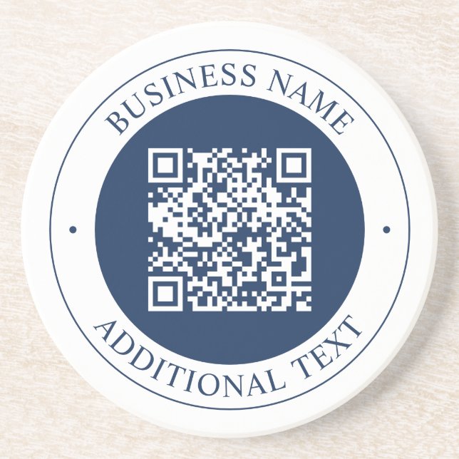 Porta-copos Código QR & Texto personalizáveis | Azul Marinho E (Frente)