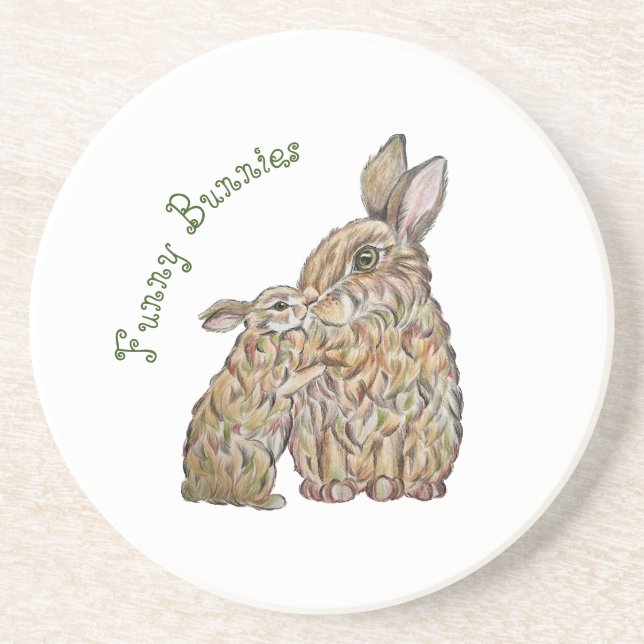 Porta-copos Coelhos engraçados. desenho do lápis (Frente)