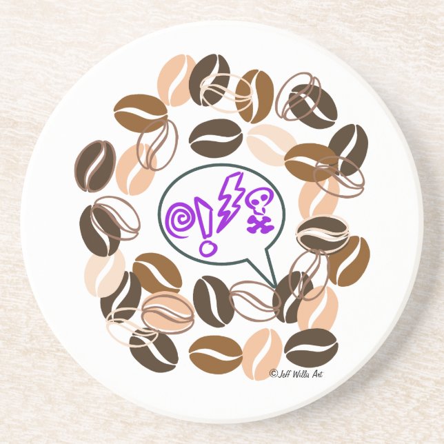 Porta-copos COFFEE & CUSSIN' por Jeff Willis Art (Frente)