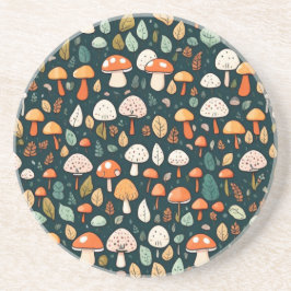 Porta-copos Cogumelos brancos folhas design