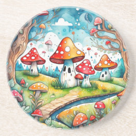 Porta-copos Cogumelos brancos folhas design
