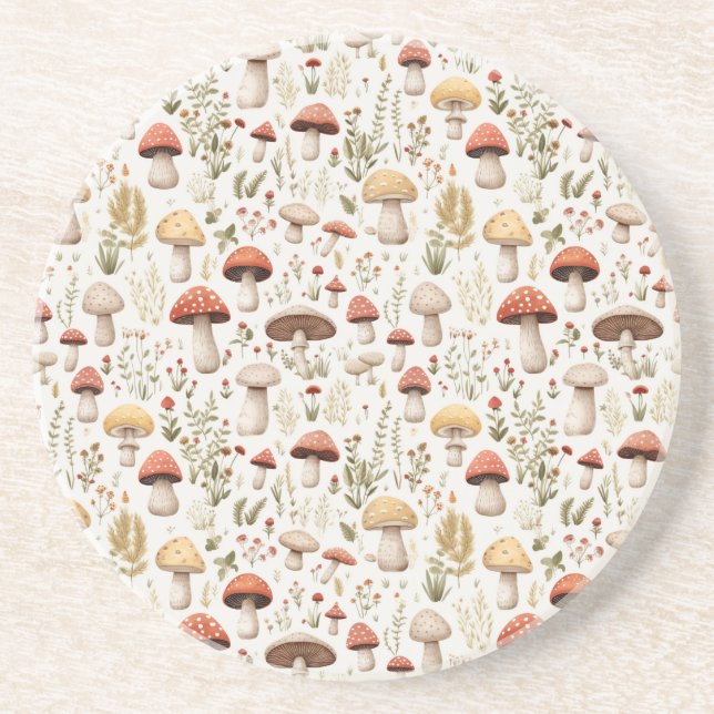 Porta-copos Cogumelos e flores florestais (Frente)