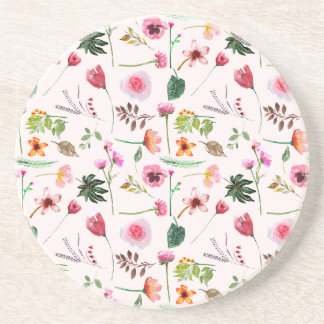 Porta-copos Colorful spring flowers watercolor pattern