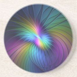 Porta-copos Colorful With Blue Modern Abstract Fractal Art