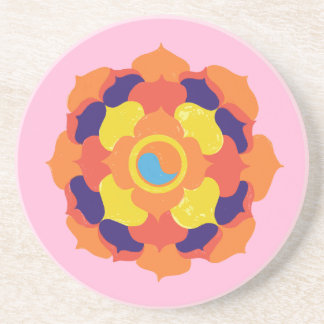 Porta-copos Colorida Lotus Flower Yin & Yang Mandala