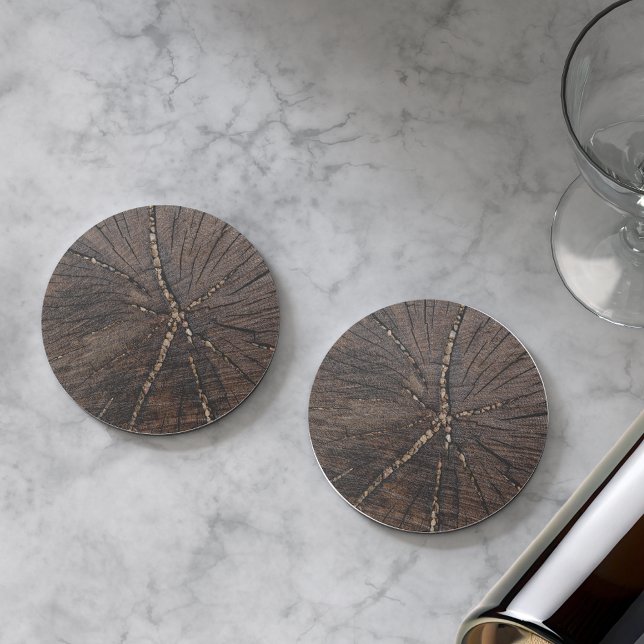 Porta-copos Coluna De Árvore De Fatia De Madeira Antiga (Criador carregado)