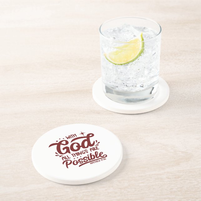 Porta-copos Com Deus Todas As Coisas São Possíveis Mathew 19:2 (Lateral)