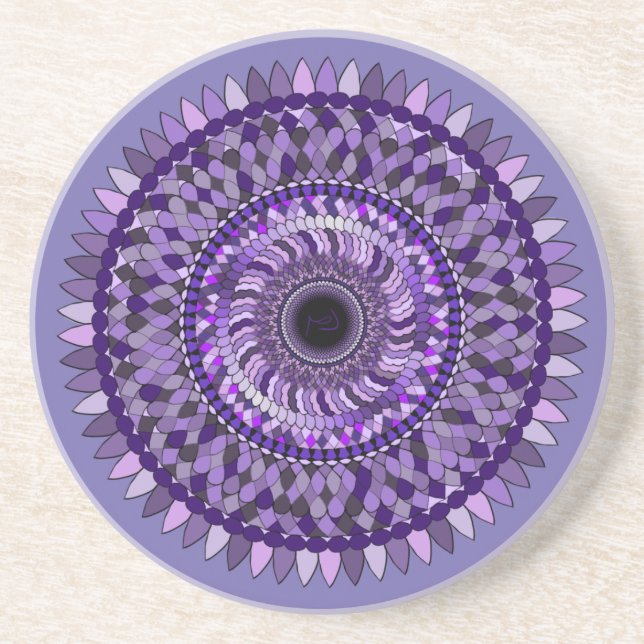 porta copos com uma design de mandala roxa (Frente)