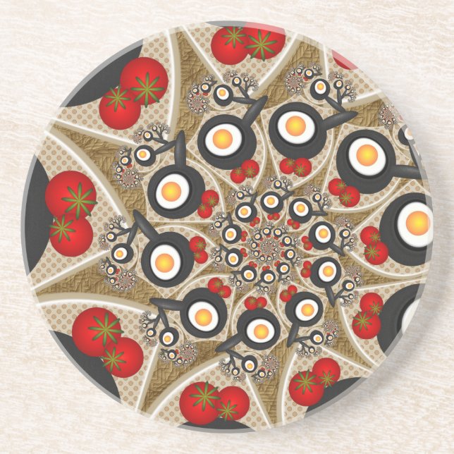Porta-copos Comida Engraçada De Arte Fractal, Tomates, Ovos (Frente)
