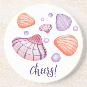 Porta-copos Conchas de Aguarela Redondas em Arenito