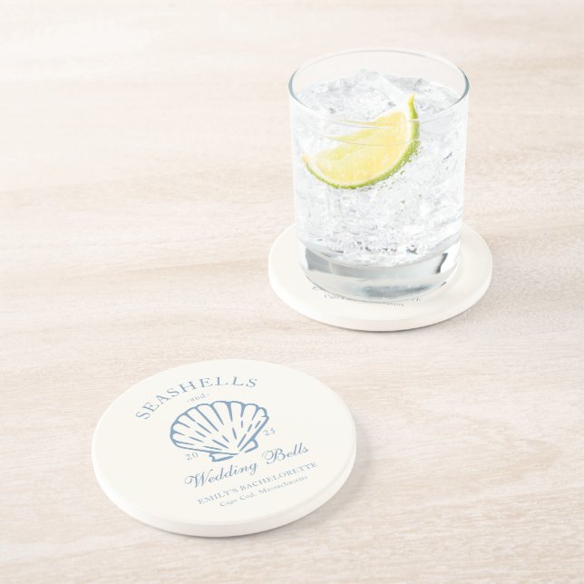 Porta-copos Conchas e Sininhos de Casamento Sandstone para des (Lateral)