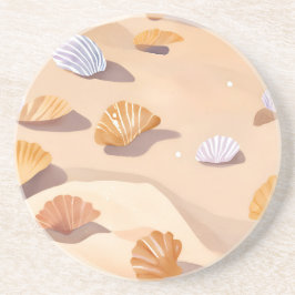 Porta-copos Conchas no Areia | Aquarela do Oceano da Praia