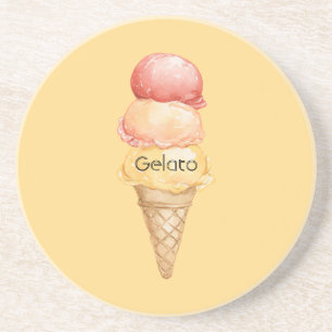 Porta-copos Cone de Gelado de Gelato Amarelo Vermelho Italiano
