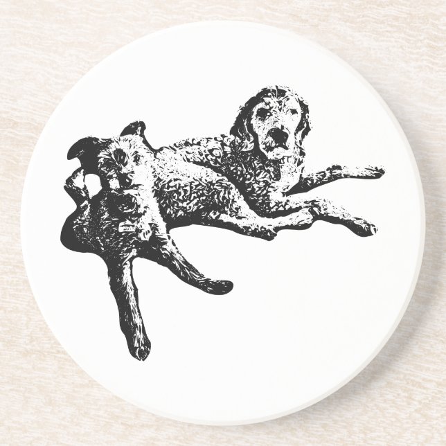 Porta-copos Conjunto de Círculo de Arte em Tinta Labradoodle & (Frente)
