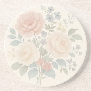 Porta-copos Conjunto de flores vintage em suporte de arenito