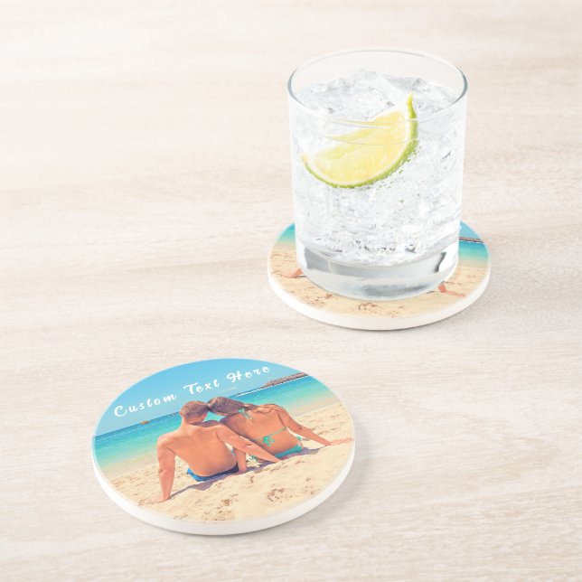 Porta-copos Conjunto de Ralo de Foto Personalizado com Texto - (Lateral)