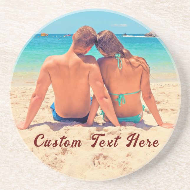 Porta-copos Conjunto de Ralo de Foto Personalizado com Texto R (Frente)