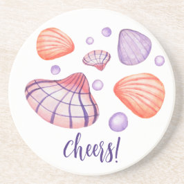 Porta-copos Conjuntos de Pedras Redondas com Conchas Marinhas 