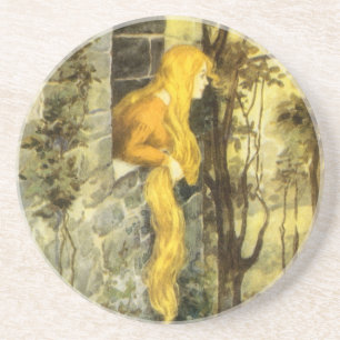 Porta-copos Conto de Fadas Vintage, Rapunzel com Cabelo Loiro