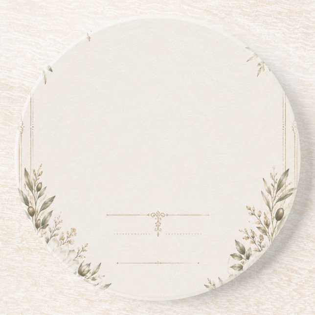Porta-copos Convite de Casamento Elegante em Marfim com Champa (Frente)