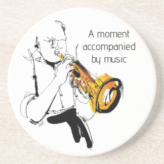 Porta-copos Cool Retro Man Playing Trumpet - Jazz Music Art