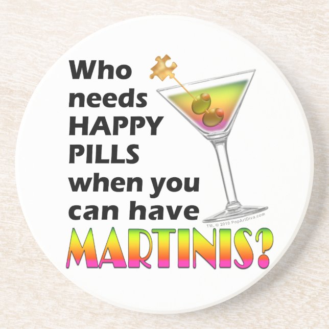 Porta-copos Copo de Martini Happy Pills (Frente)