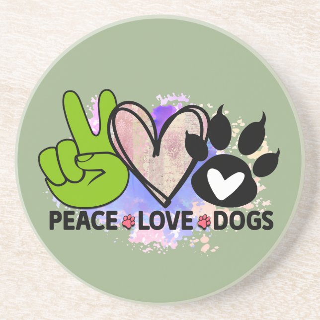 Porta-copos Copo de mesa Peace Love Dogs – Presente Boho para  (Frente)