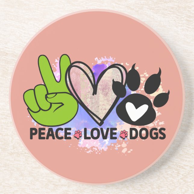 Porta-copos Copo de mesa Peace Love Dogs – Presente Boho para  (Frente)