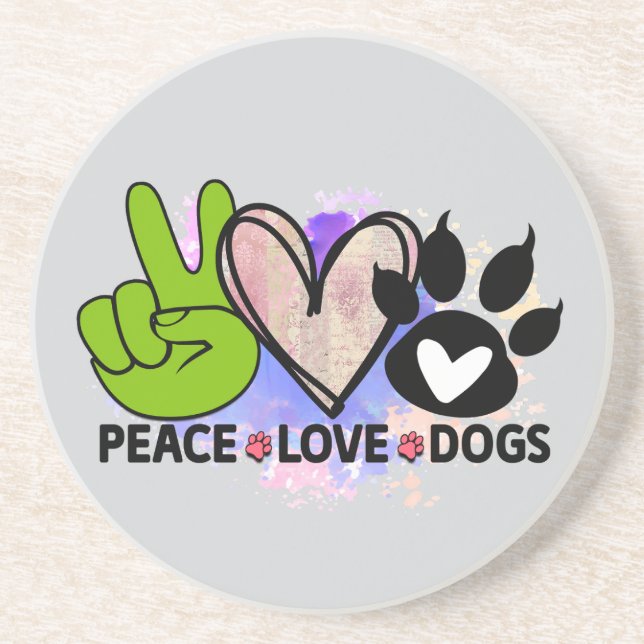 Porta-copos Copo de mesa Peace Love Dogs – Presente para amant (Frente)