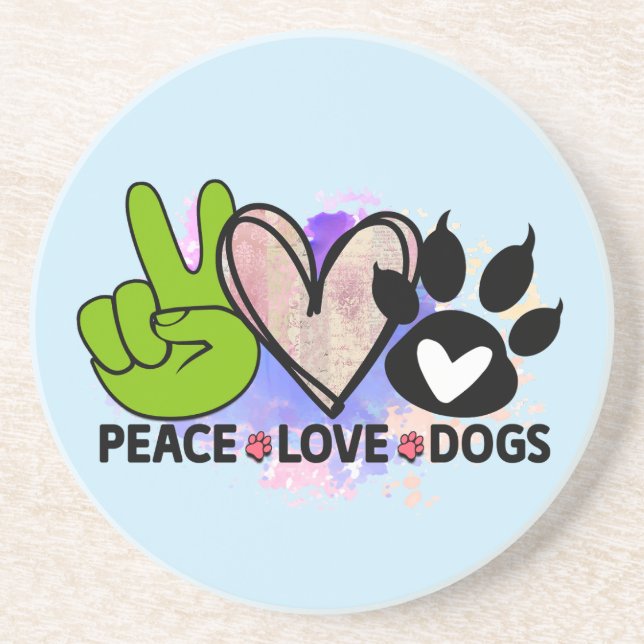 Porta-copos Copo de Parede Peace Love Dogs – Presente Boho par (Frente)