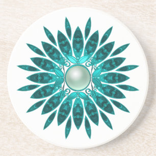 Porta-copos Copo Floral Azul Verde Turquesa