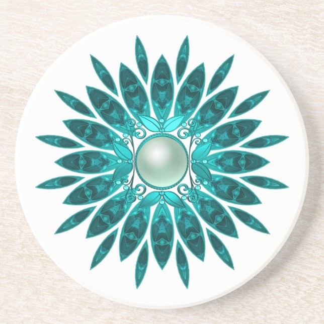 Porta-copos Copo Floral Azul Verde Turquesa (Frente)