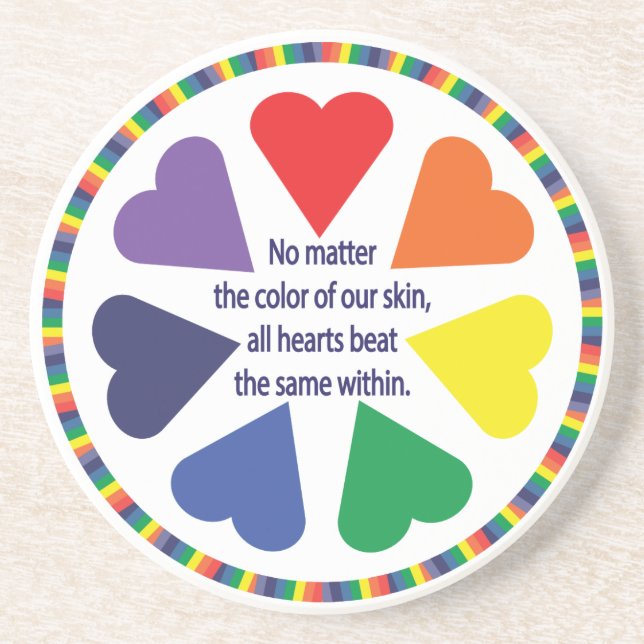 Porta-copos Corações Arco-Íris (Frente)